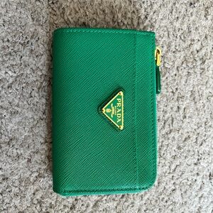 Prada Emerald Green Wallet with Gold logo